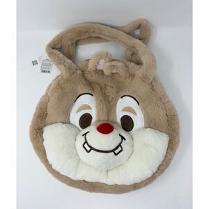 Disney Chip n Dale Shoulder Bag Miniso Plush‎ Brown Round Face Handbag NWT